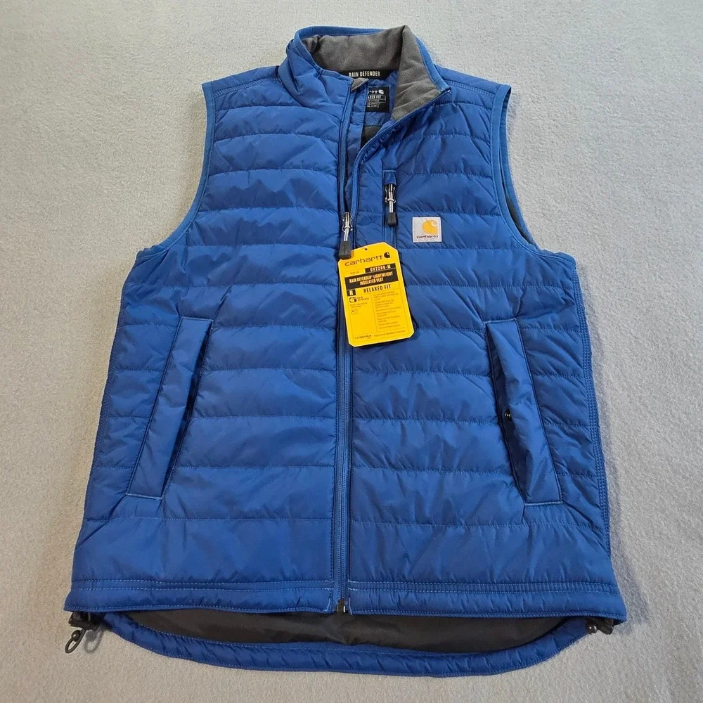 Carhartt Rain Defender Insulated Vest Mens Small Blue Relaxed Fit OV2286-M - Picture 2 of 9